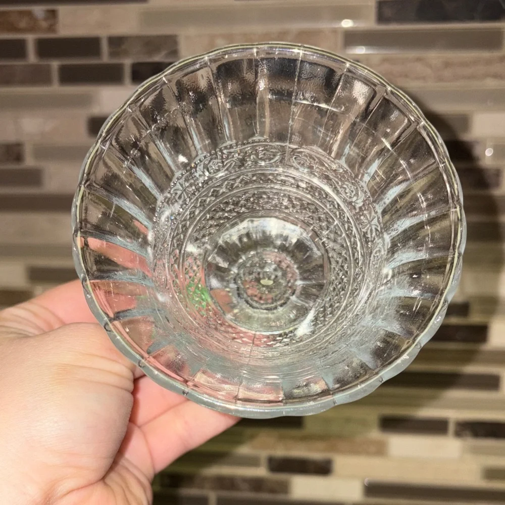 Clear Glass Footed Dessert Bowl or Jewelry Holder